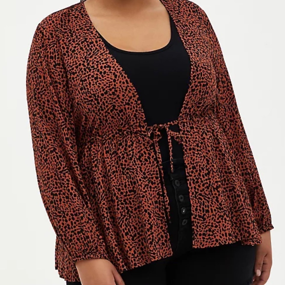 Cheetah Tie Front Kimono